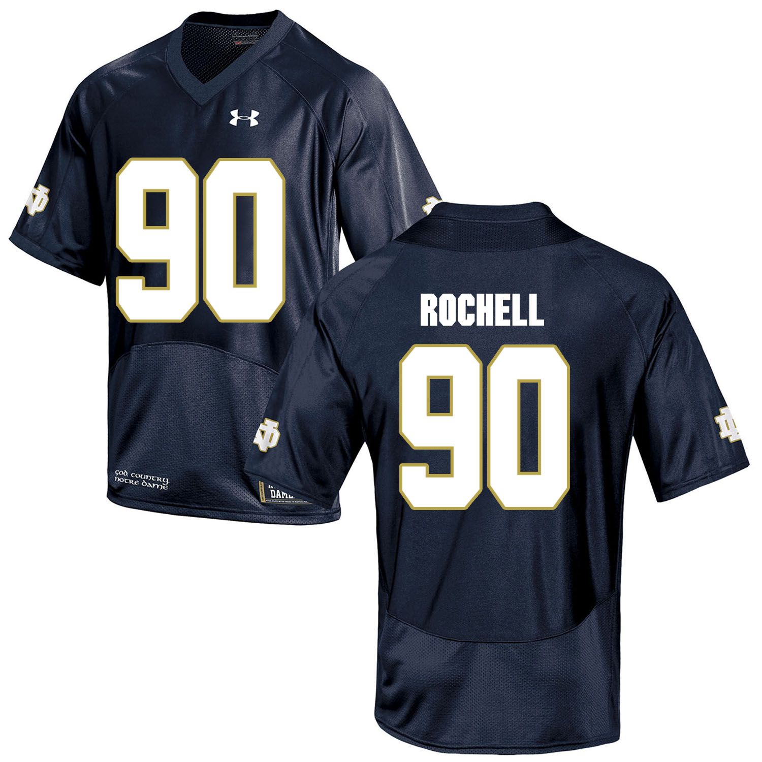 Men Norte Dame Fighting Irish 90 Rochell Navy Blue Customized NCAA Jerseys